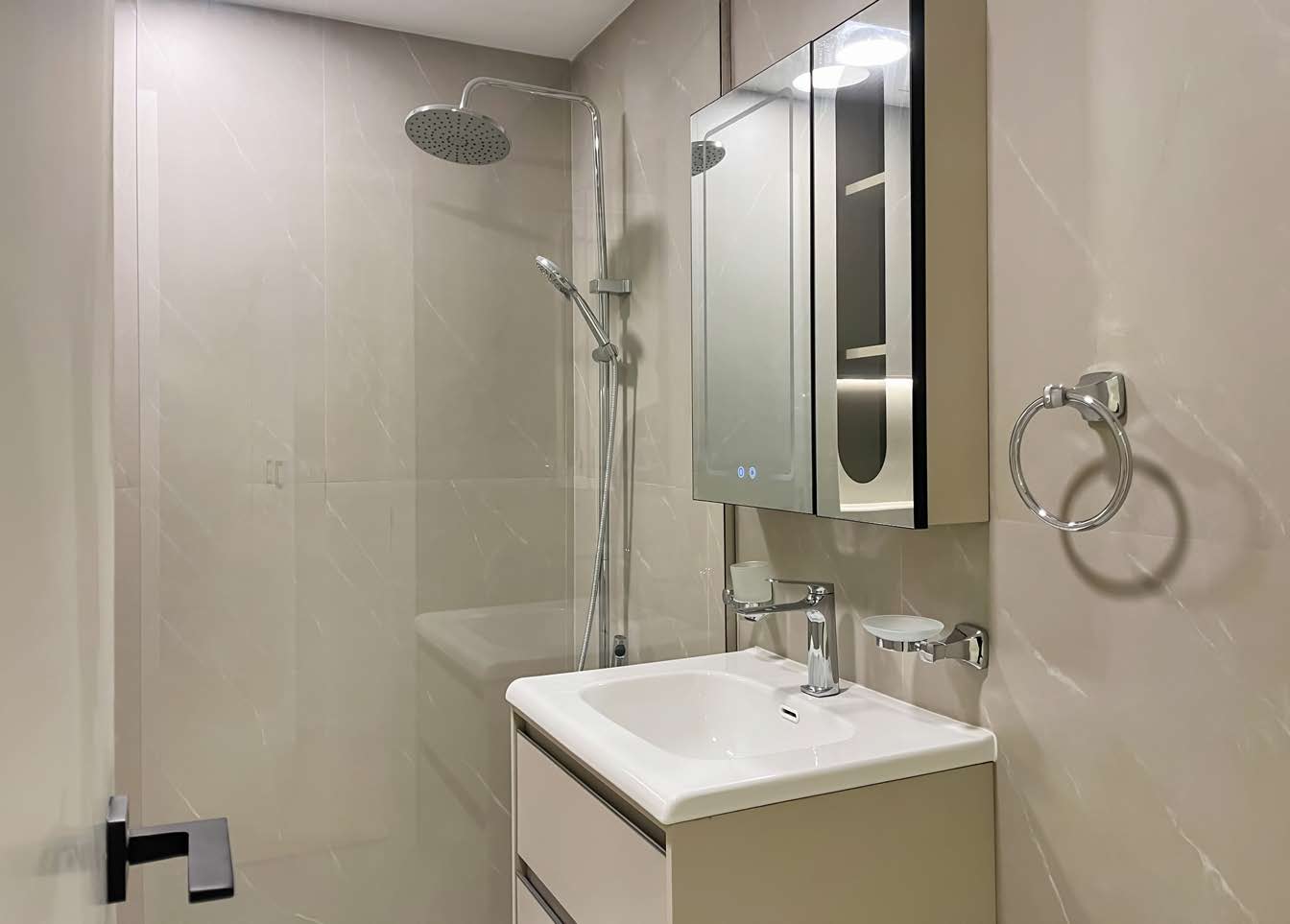 Floating vanity & LED mirror cabinet