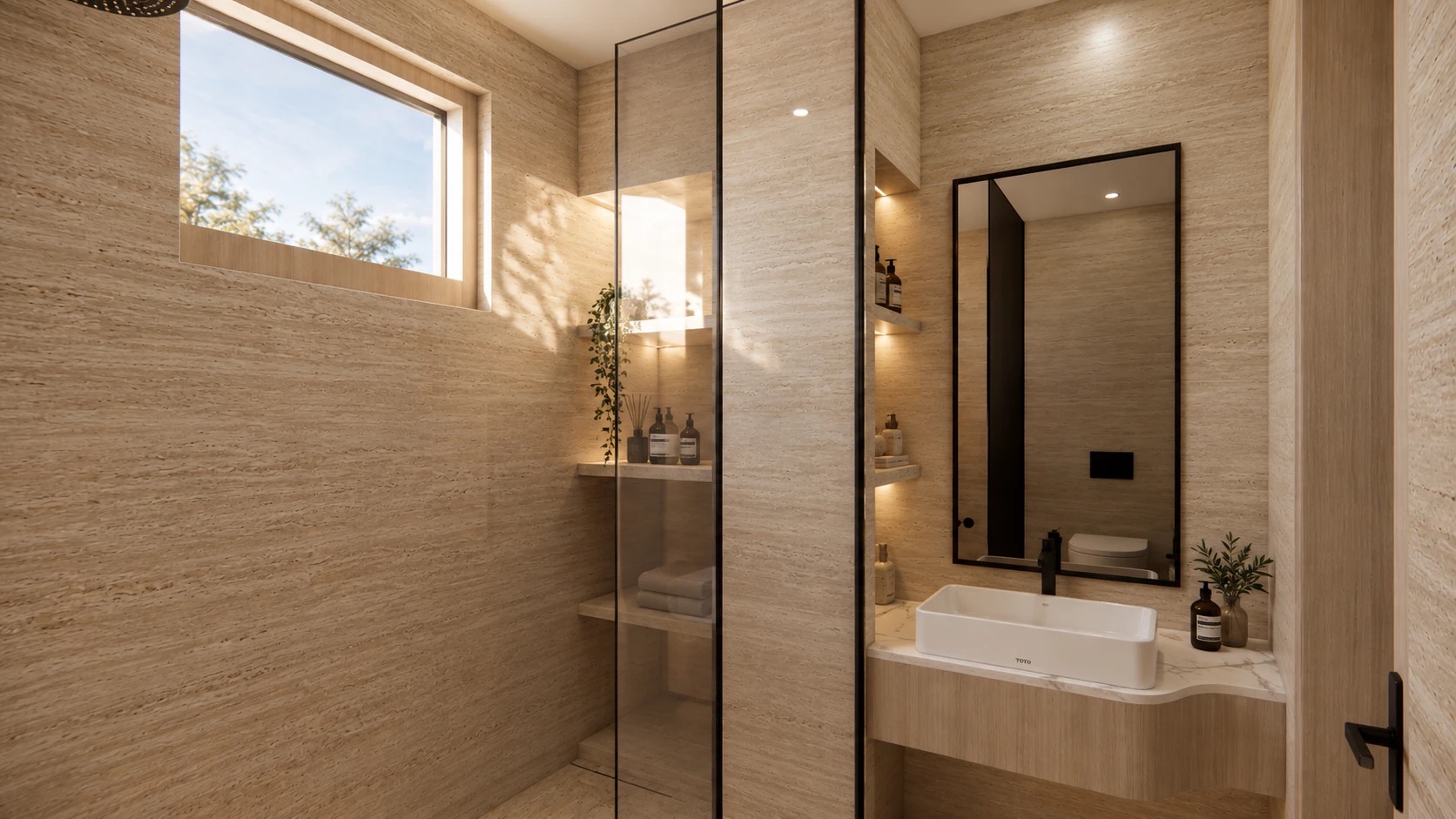 Bathroom — lit shelving