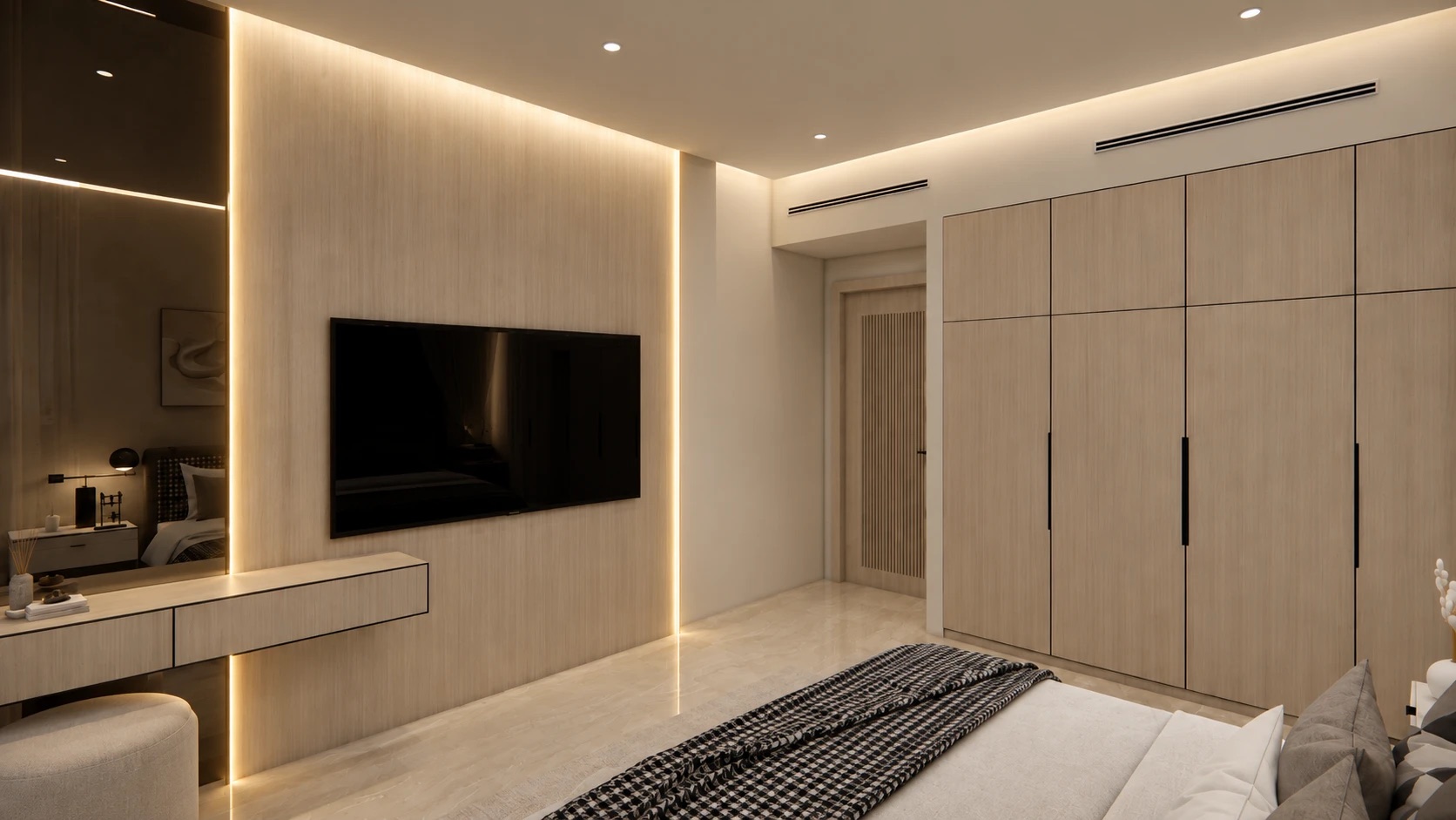 Third bedroom — lit TV wall