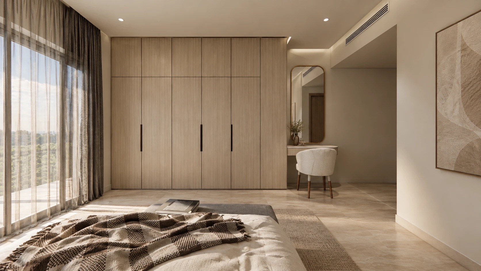Master bedroom — full-height wardrobes