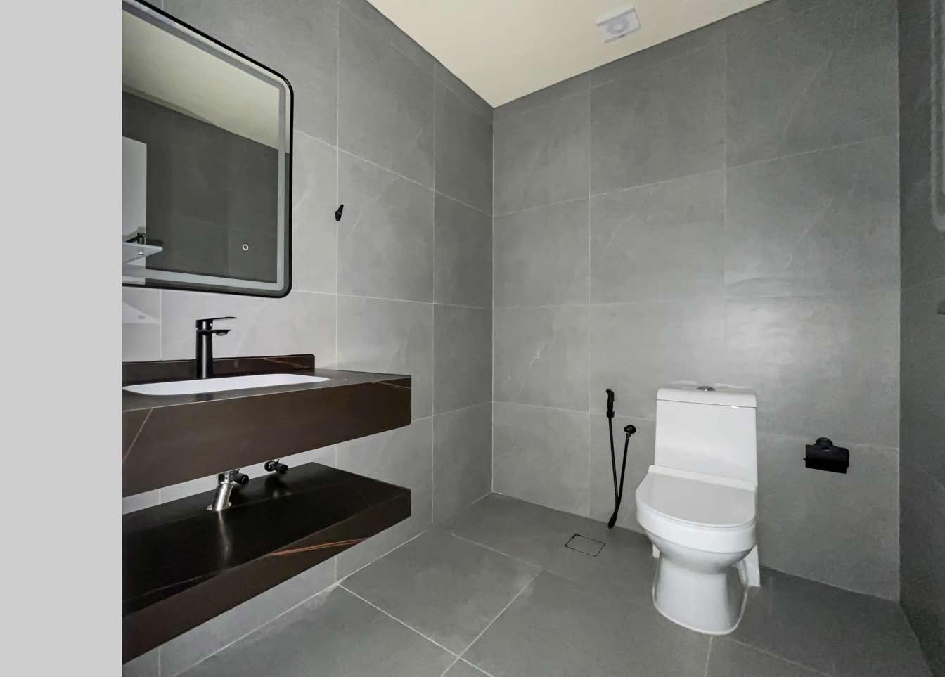 Bathroom — bronze-marble vanity